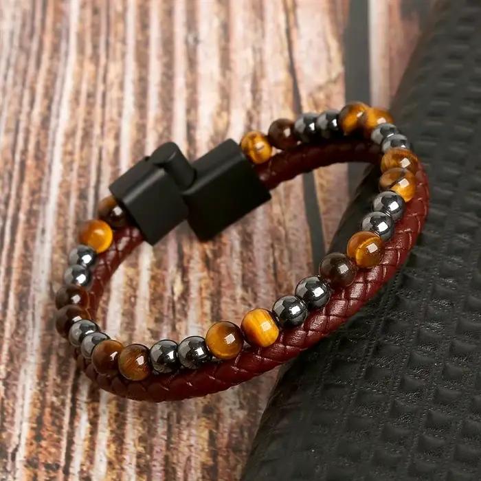 Bracelet en cuir tressé à la main pour hommes et femmes, Style de luxe spécial, bijoux de fête, vente en gros
