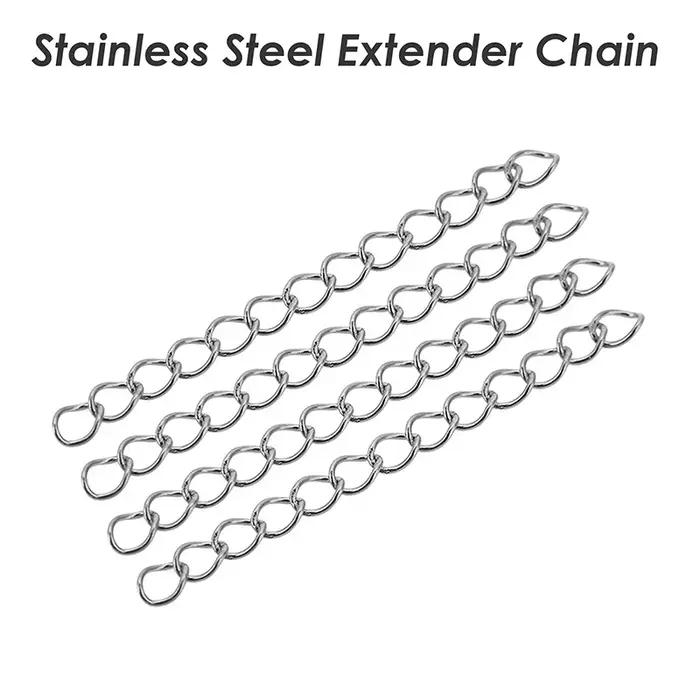Lot de 100 rallonges de chaîne en acier inoxydable pour la fabrication de bijoux - 5 cm - Pour colli