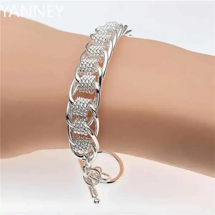 Bracelet rond en argent Sterling 925 pour femmes, en maille, à la mode, bijoux de fiançailles, de ma