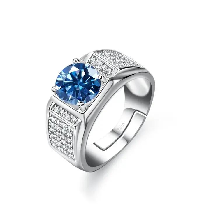 Magnifique bague Moissanite en argent regardé 925 pour hommes