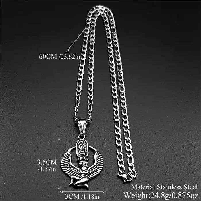 Collier Égyptien Isis Déesse de la Vie en Acier Inoxydable Or Chaîne Mystère pour Fêtes et Occasions Spéciales