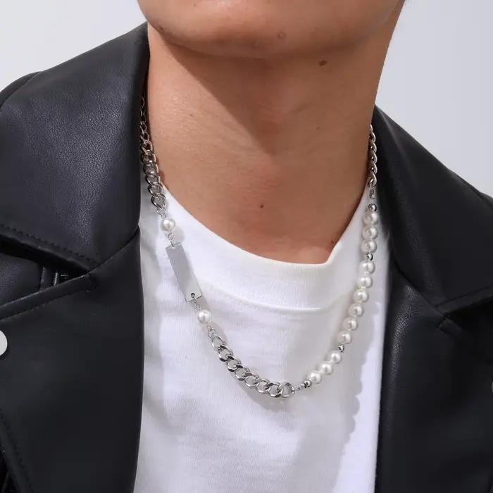 Collier à maillons gourmette Hip Hop pour hommes et garçons