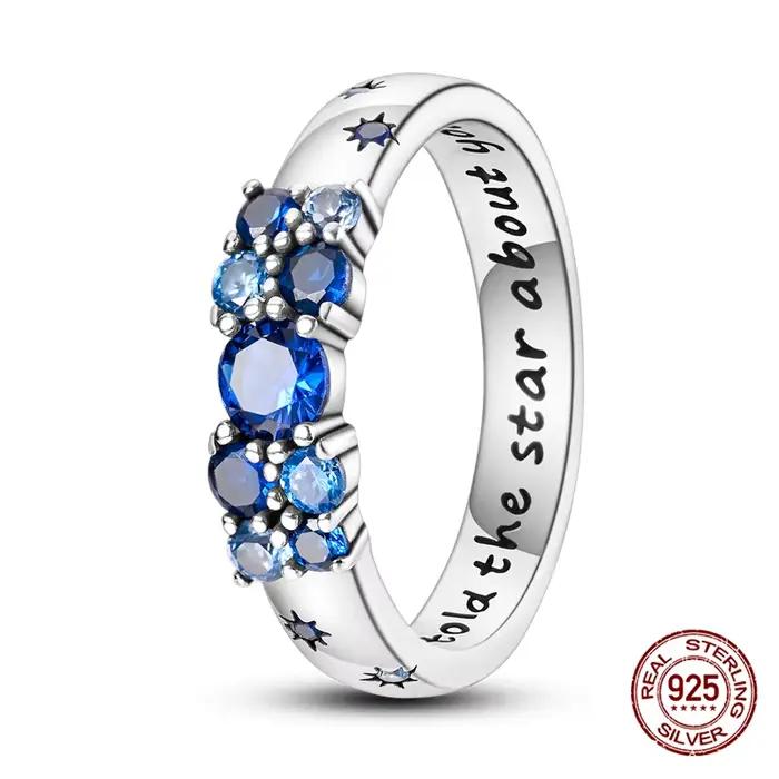 Bague Star Code en argent Sterling 925, oxyde de zircon, émail, hypoallergénique, bijoux fins à la m