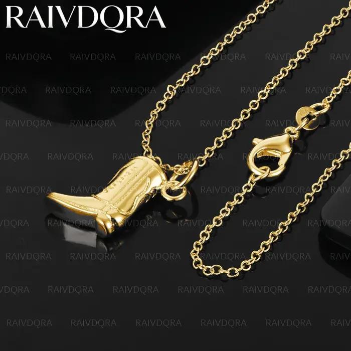 Collier pendentif botte plaqué or 18 carats pour femmes et hommes, cadeau d'anniversaire, bijoux romantiques populaires et tendance