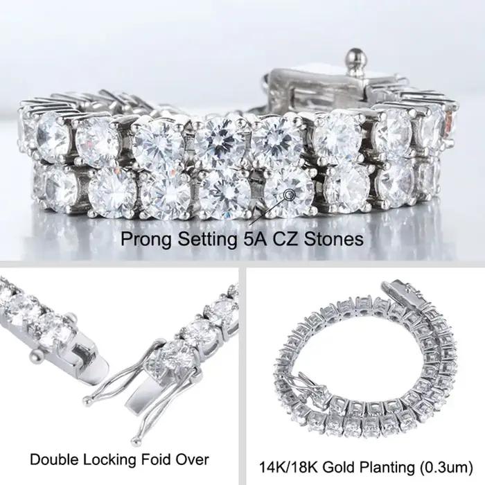 Hip-Hop 1 rangée Cz Tennis chaîne collier cubique Zircon glacé 3Mm 4Mm 5Mm 6Mm 18/K rappeur collier