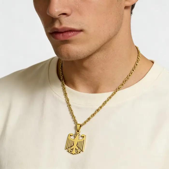 2025 à la mode US EU offre spéciale en acier inoxydable allemagne aigle pendentif collier unisexe Couple Style ethnique patriotique bijoux cadeau