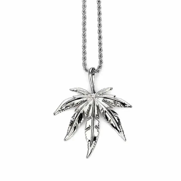 Colliers Hip Hop tendance en feuille de chanvre, chaînes à motif herbe, bijoux Hip Hop pour hommes et femmes, accessoires de streetwear quotidiens