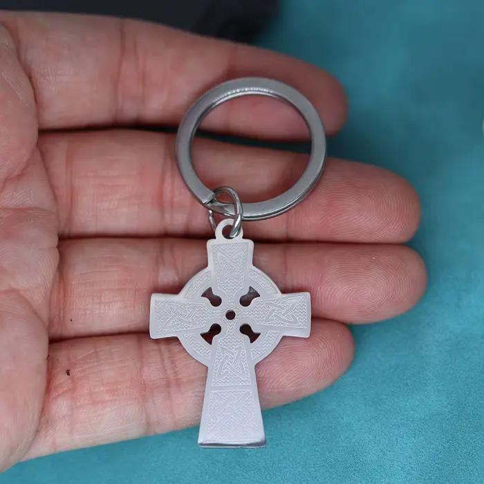 Porte-clés Vintage Viking croix celtique Talisman, pendentif pour hommes et femmes, couleur or, amulette en acier inoxydable, bijoux Punk