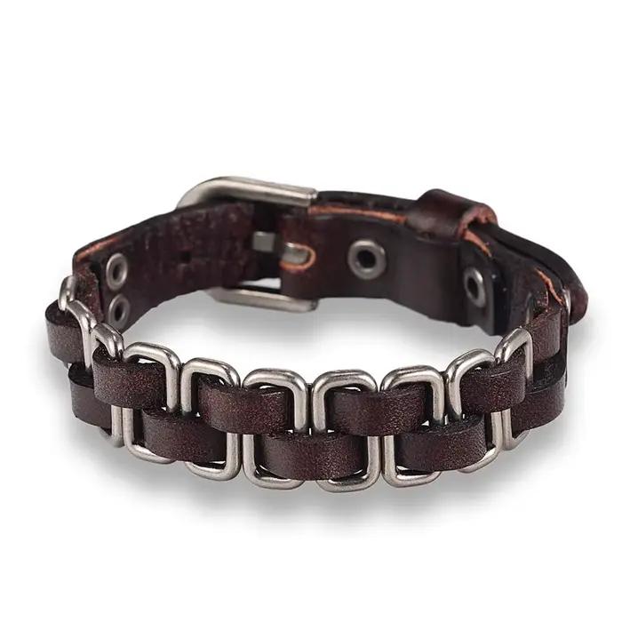 MKENDN – Bracelet en cuir tressé tricoté à la main pour hommes