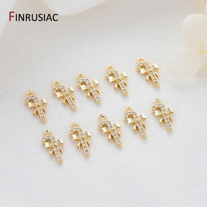 Bijoux à bricoler soi-même faisant 6 Types 14K véritable plaqué or pavé réglage Zircon petite Mini fée/papillon/violon/Hamsa pendentifs breloques