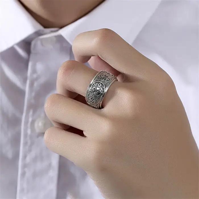 Bague Rotative en Forme d'Animaux Puissants Hommes Bijou Dominant Sculpture Rétro Cadeau Anniversaire Occasions Spéciales