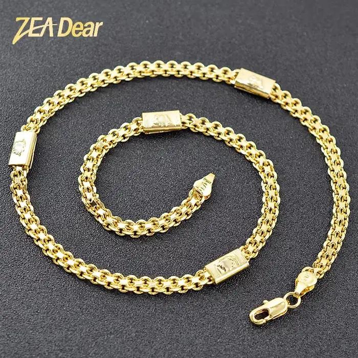 Collier plaqué or 18 carats pour hommes et femmes