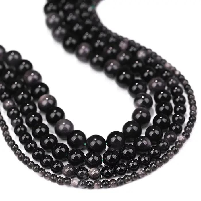 Obsidienne en argent naturel pour bijoux