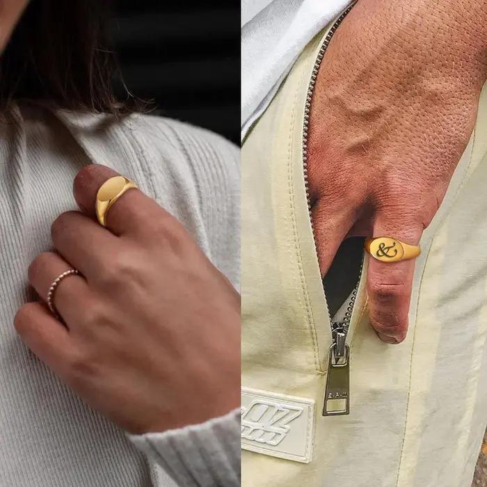 Bague chevalière, bague en acier inoxydable pour hommes