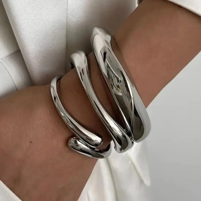 3 Styles Vintage Hip Hop métal manchette bracelets Punk or argent couleur géométrique printemps