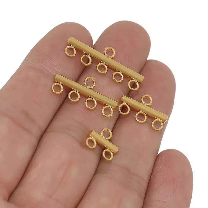 10 pièces en acier inoxydable couleur or Multi brin colliers Bracelets fermoirs pendentifs connecteurs 4 cerceaux boucles d'oreilles à breloques résultats