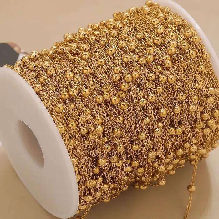 Chaîne de perles boule dorées en acier inoxydable de 2M