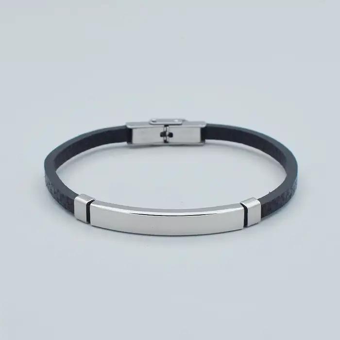 Bracelet en cuir pour hommes, bijou tendance en acier inoxydable, fait à la main, breloque, cadeau pour petit ami et mari
