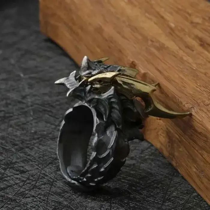 Bague ouverte rétro Dragon maléfique pour hommes