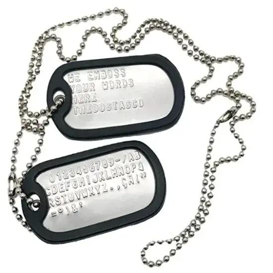Ensemble de 2 Colliers Militaires en Acier Inoxydable avec Étiquette de Chien