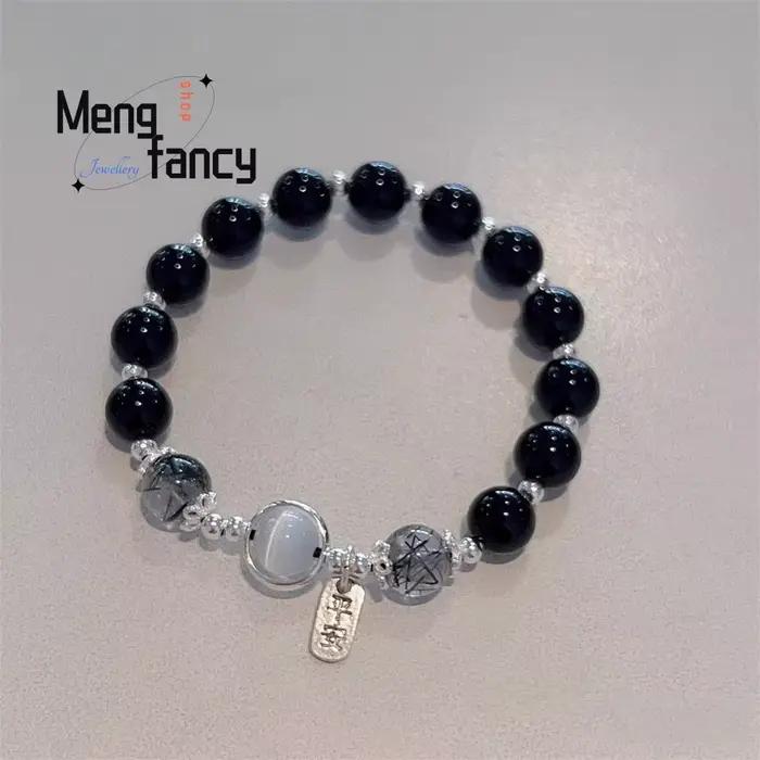 Bracelet en obsidienne noire naturelle