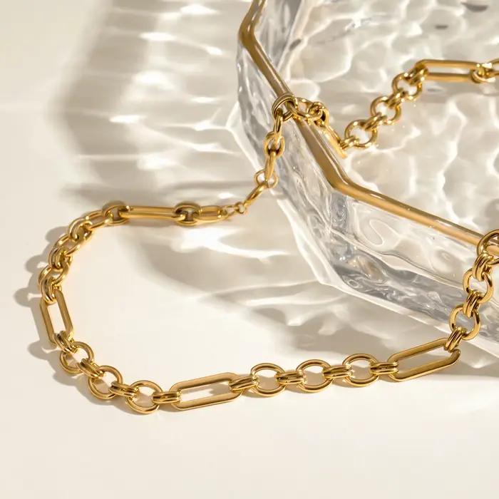 Collier plaqué or 18 carats Yori Simple Jewelry bijou en acier inoxydable forme géométrique tracker d'humeur pour femme occasions spéciales anniversaire