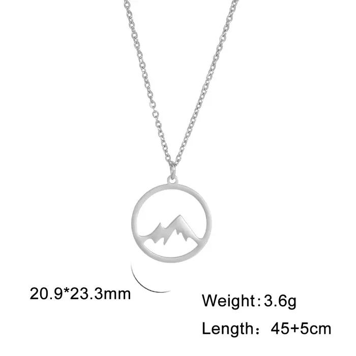 Amaxer Mountain Hill collier pour hommes femmes creux en acier inoxydable montagnes de neige pendent