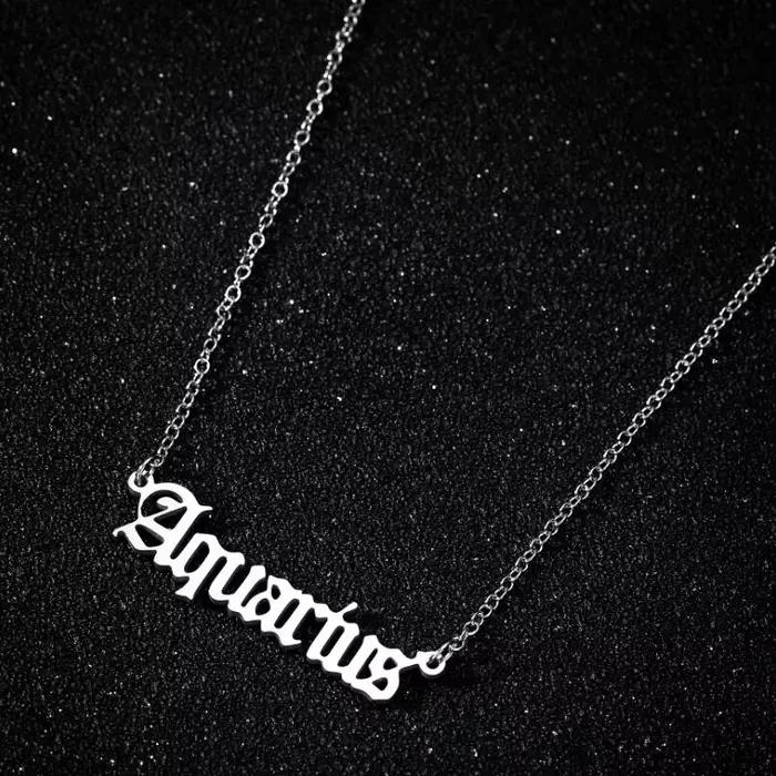 Collier Personnalisable Signe Astrologique Lion Astrologie 12 Constellations Lettre Anglaise Ancienne Bélier Cadeau