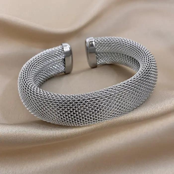 Bracelet ouvert en acier inoxydable Greatera design géométrique tracker d'humeur pour femmes hommes occasions spéciales