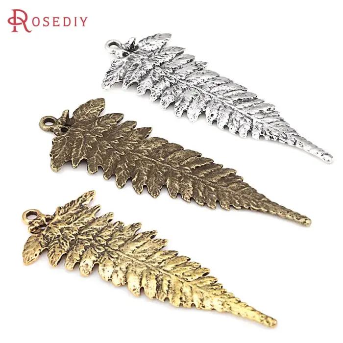 Pendentifs Breloques Feuilles Vintage en Alliage de Zinc Couleur Or Antique pour Fabrication de Bijoux DIY