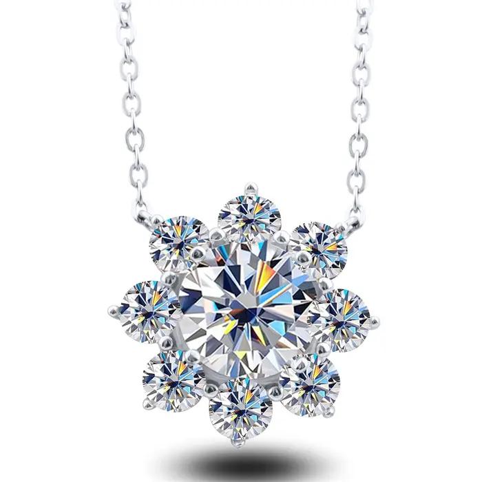 Collier solitaire en argent sterling 925 serti de moissanite pour femmes, bijou élégant et certifié IGI pour les occasions spéciales
