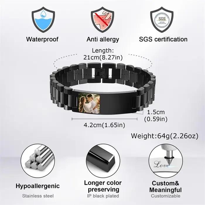 Bracelet personnalisé avec photo pour homme