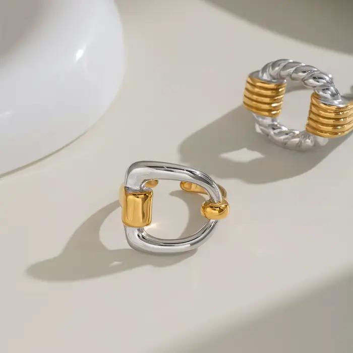 Bague ouverte torsadée bicolore classique Miia Jewelry