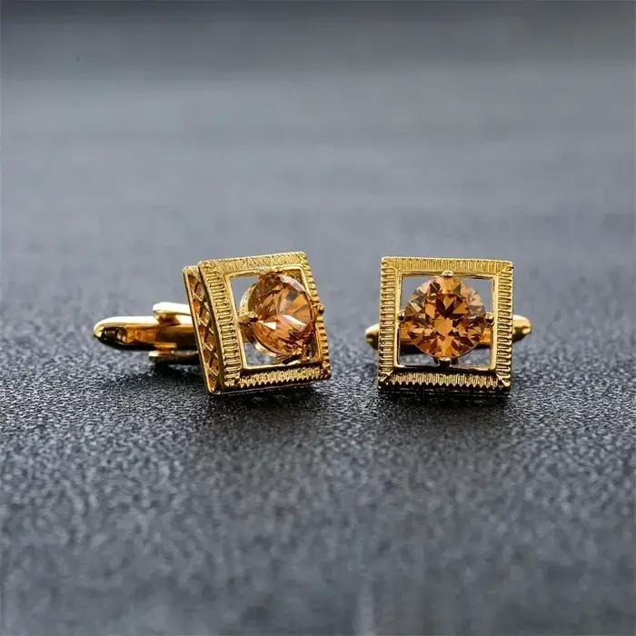 Boutons de manchette en métal plaqué haute qualité pour hommes, carrés élégants, accessoires pour banquets d'affaires et mariages, cadeaux masculins de luxe