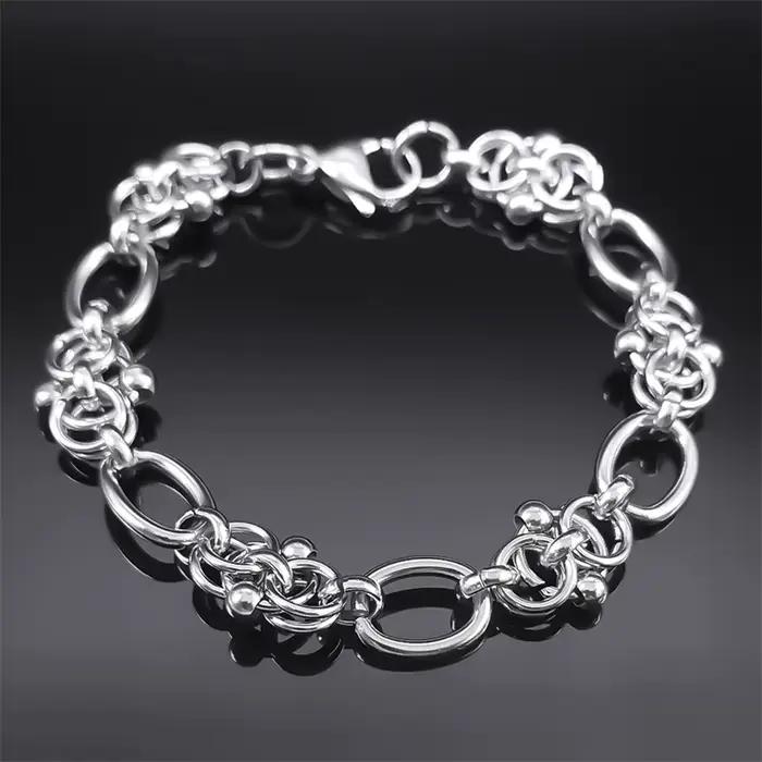 Collier chaîne gothique avec nœud d'épines pour hommes et femmes, en acier inoxydable, couleur argen