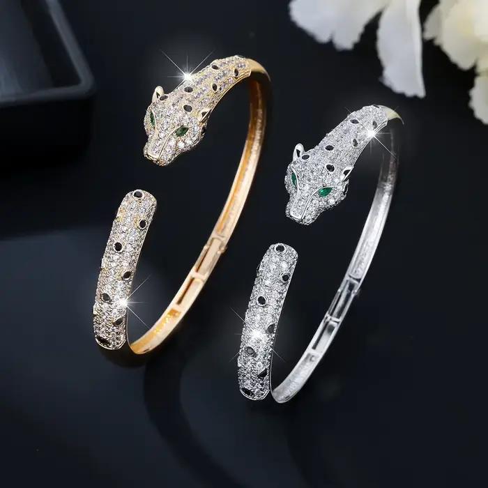 Bracelet léopard plein de diamants à la mode, accessoire une pièce, personnalité élégante, Style Hip