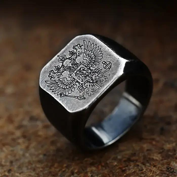 BEIER 2017 Cool Eagle Ring With A Coat Of Arms Of The Russian