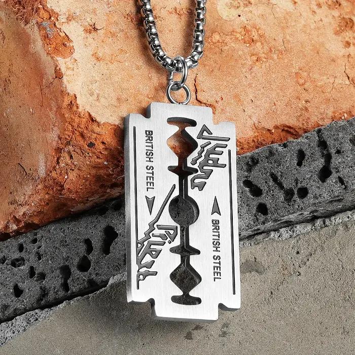 Collier Lame de Rasoir avec Pendentif pour Homme et Femme