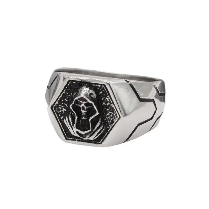 Bague tête de mort en acier inoxydable pour homme