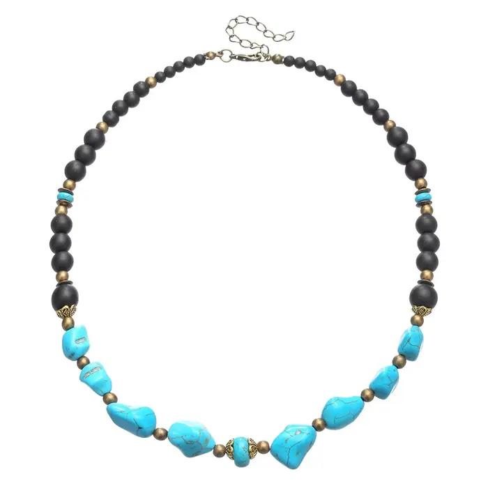 Collier Turquoise de Style ethnique classique pour hommes, Texture de perles irrégulières, accessoir