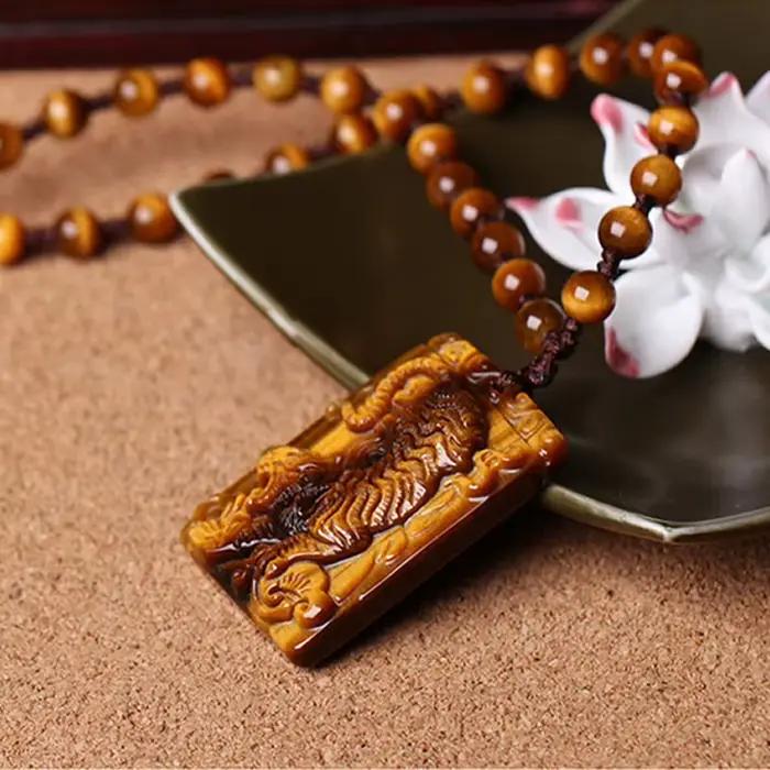 Pendentif œil de tigre naturel, solitaire, amulette de protection, bijou en cristal pour homme et femme, cadeau idéal pour toutes occasions spéciales