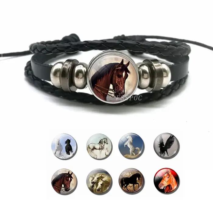 Bracelet cheval en cuir PU tressé pour hommes et femmes, bijoux tendance, cadeau pour petits amis, cadeaux de la Saint-Valentin, livraison directe