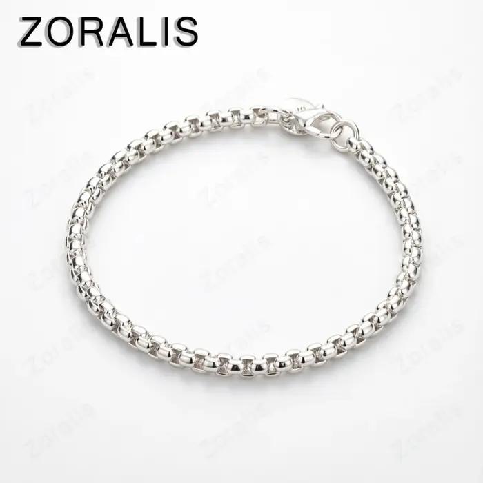 Bracelet populaire en or 18 carats, chaîne en forme de boîte de 4 mm, en argent sterling 925, pour hommes et femmes, pour mariage, fête d'anniversaire, bijoux à la mode, cadeaux
