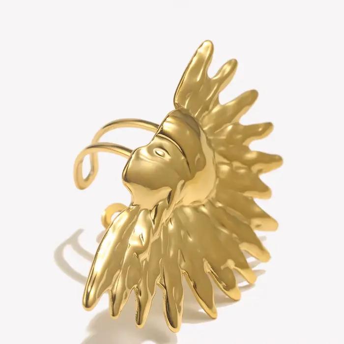E.B.belle – bague ouverte demi-soleil créative et exagérée, en acier inoxydable plaqué or 18 carats, accessoires de bijoux de déclaration, nouvelle collection