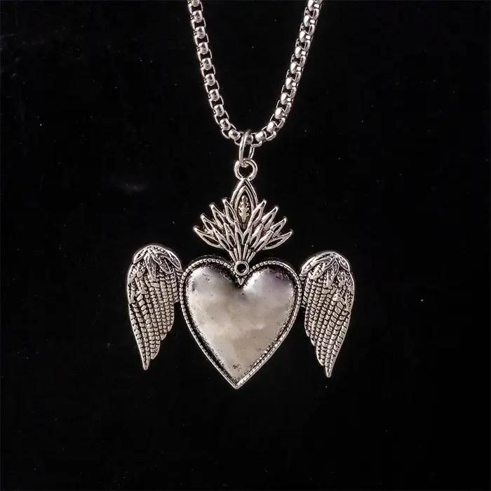 Collier pendentif cœur steampunk Aihua pour femmes et hommes