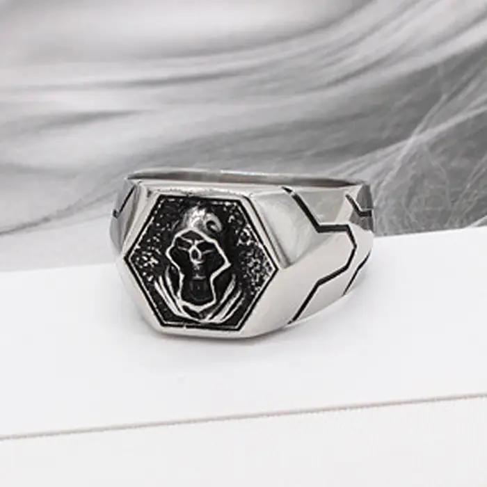 Bague tête de mort en acier inoxydable pour homme
