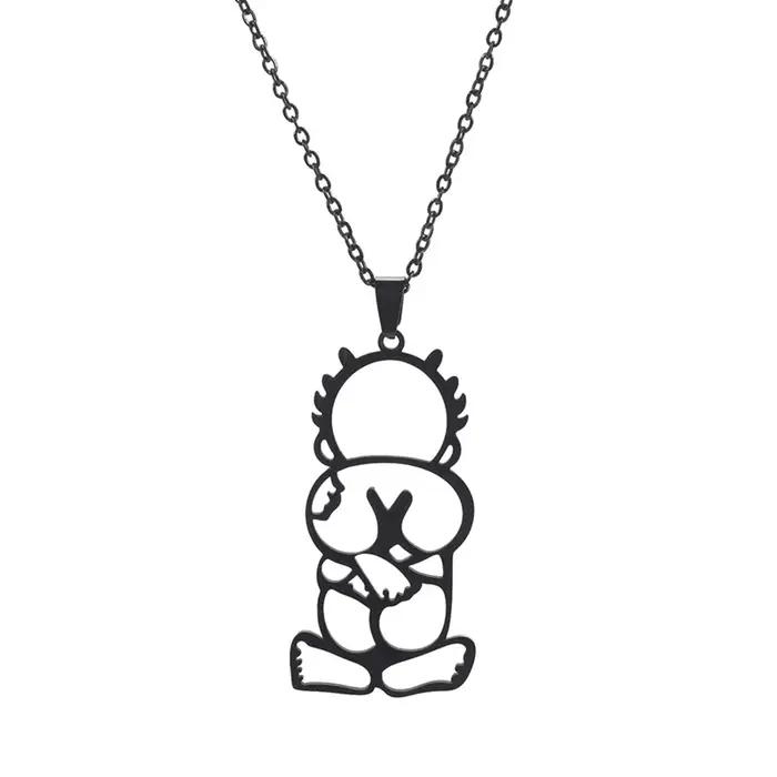 Handala pendentif collier pour femme homme chaîne tour de cou Palestine à cheveux pointus garçon collier en acier inoxydable bijoux en gros