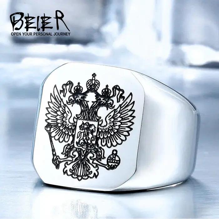 BEIER 2017 Cool Eagle Ring With A Coat Of Arms Of The Russian