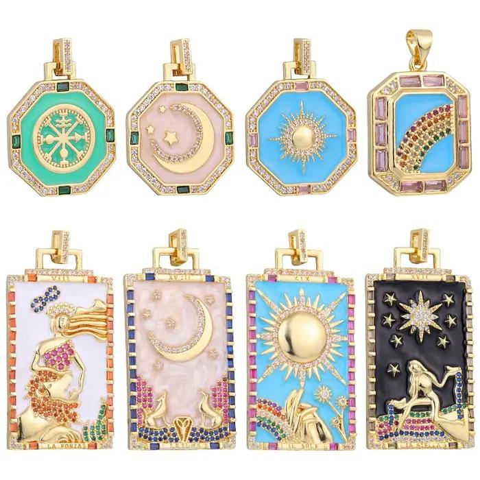 Juya-Pendentif en émail plaqué or 18 carats
