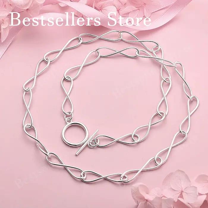 Collier en argent sterling 925 avec un simple symbole d'infini torsadé